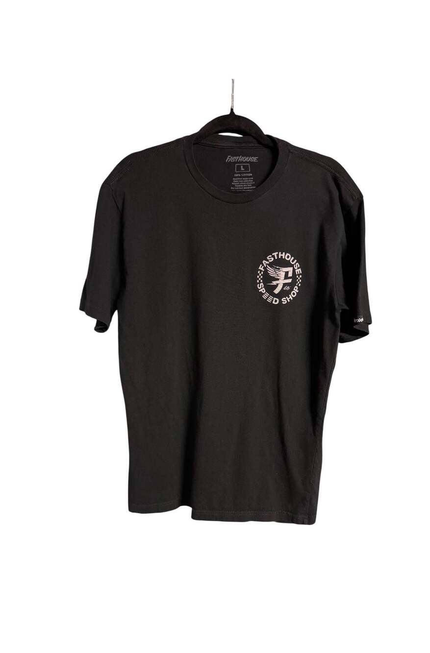 Fasthouse Speed Shop Winged Wheel Graphic Short Sleeve Black T-Shirt Size L